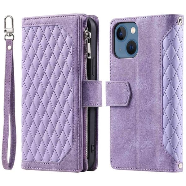 iPhone 14 Plus lompakkokotelo Rhombus - Lila Lila