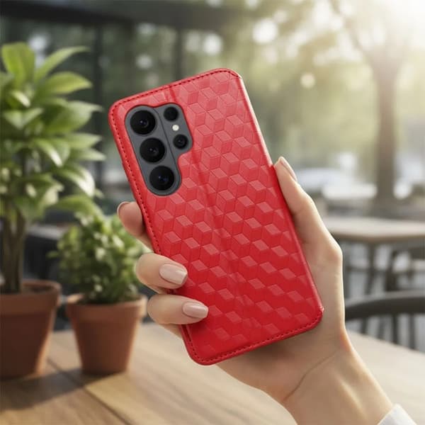 Plånboksfodral För Galaxy S26 Plus Cubic - Röd Röd