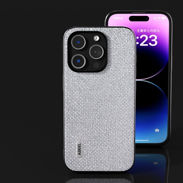 ABEEL Mobilskal till iPhone 14 Pro Max Shockproof PU Läder Silver