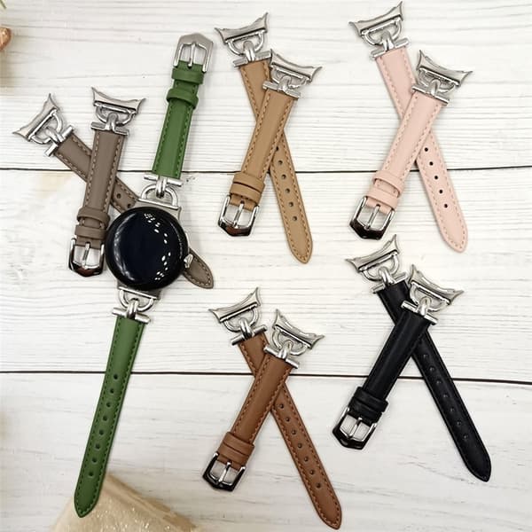 Google Pixel Watch 3 45mm Armband Äkta Cow Läder - Grå Grå