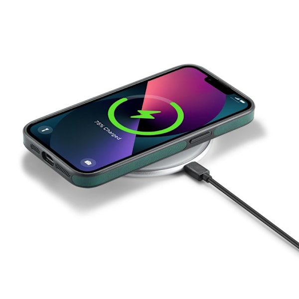 DG.MING Mobilskal till iPhone 14 Plus Anti-Fall Läder Grön