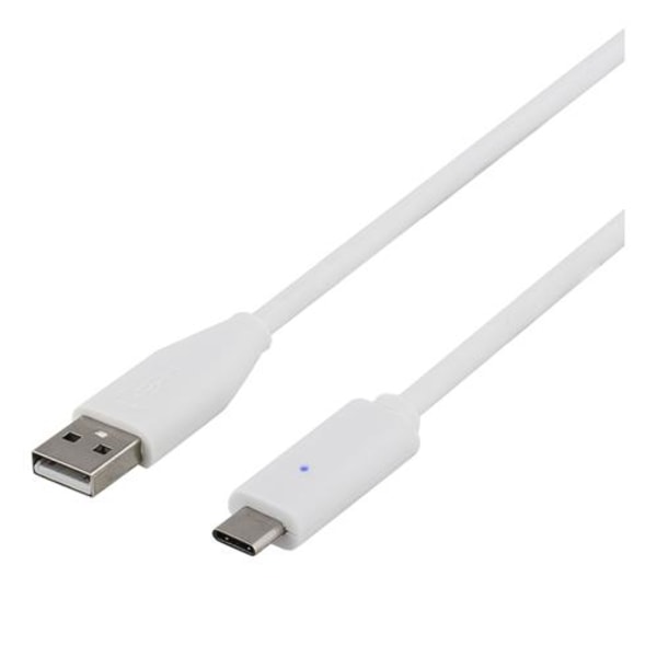 DELTACO USB 2.0 kabel, USB-A till USB-C ha, 0,25m, vit Vit