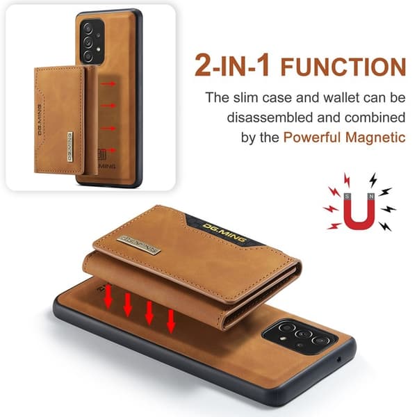 DG.MING M2 Tri-fold Plånboksfodral Samsung Galaxy A52 4G/5G Brun