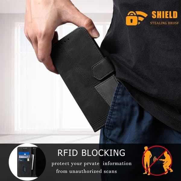 TTUDRCH Samsung Galaxy A57 Plånboksfodral Konstläder RFID Skydd - Svart