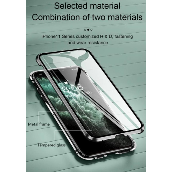 Magnetic Metallram Härdat Glas Skal Heltäckande iPhone X/Xs - Sv Svart