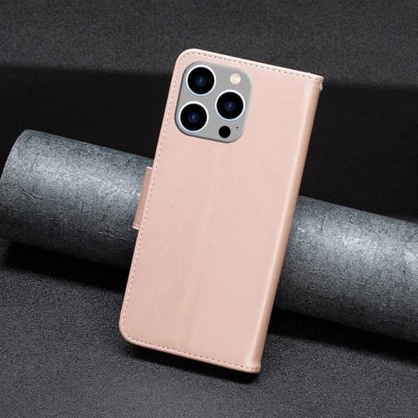 iPhone 14 Pro Plånboksfodral Butterflies Imprinted - Rosa Guld Roséguld