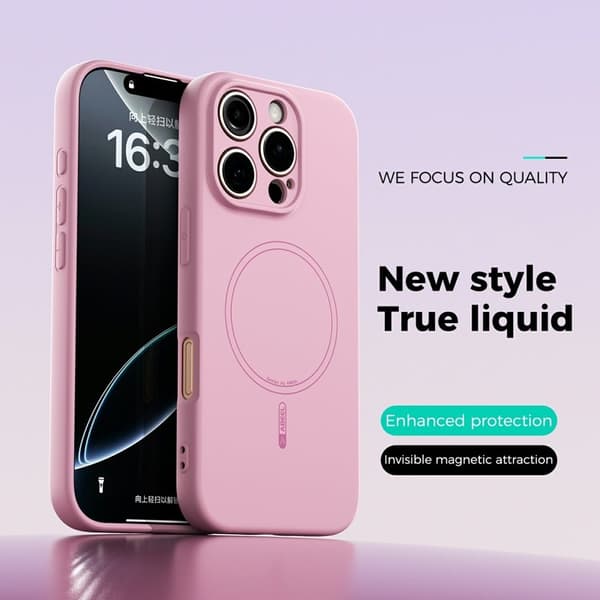 ABEEL Mobilskal till iPhone 16 Pro Max MagSafe Liquid Silicone Rosa