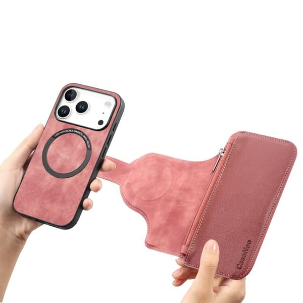 CASENEO MW-02 iPhone 17 Pro Plånboksfodral Konstläder - Rosa Rosa