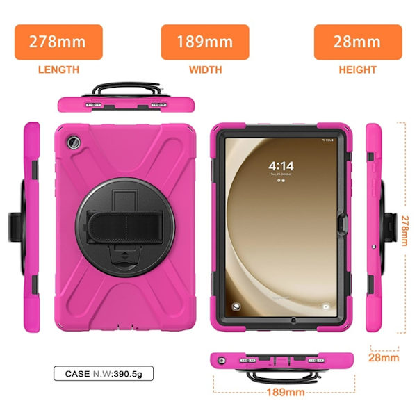Mobilskal till Galaxy Tab A9 Plus Silikon Rotary Kickstand Rosa