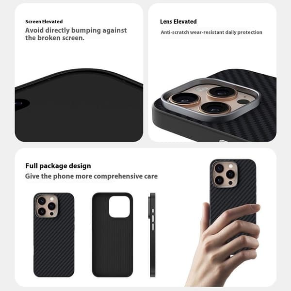 ABEEL Mobilskal till iPhone 15 Pro Max MagSafe Kolfiber Svart/Röd