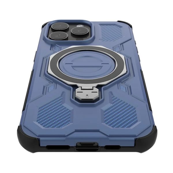 Mobilskal till iPhone 15 Pro Plast Shockproof med Rotating Kickstand - Blå