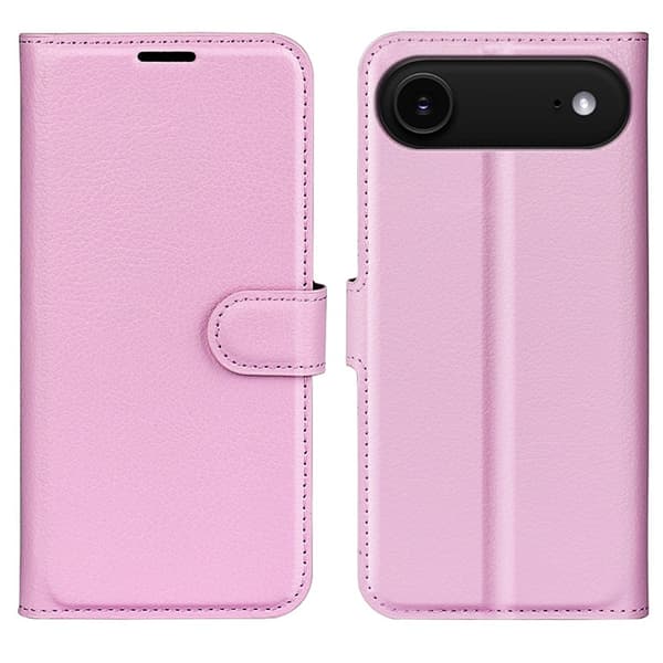 AMORUS iPhone Air Konstläder Plånboksfodral Flipstativ Litchi - Rosa Rosa