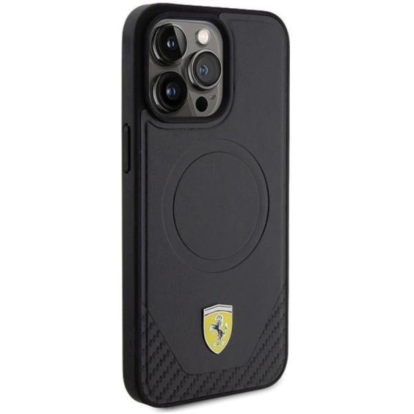 Ferrari iPhone 15 Pro Max Mobilskal Magsafe Carbon Metal Logo Svart