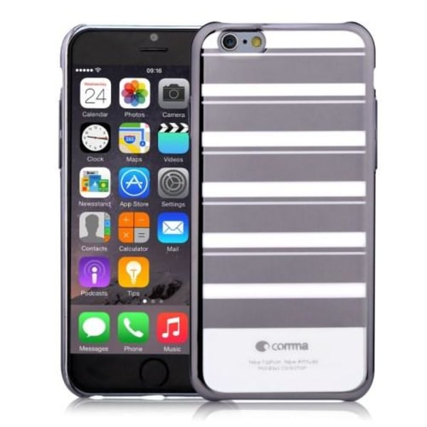 COMMA Baksideskal till iPhone 6- Randig - Silver Silver