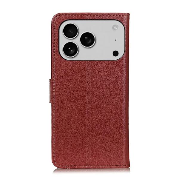 iPhone 17 Pro Max Plånboksfodral Litchi Texture - Brun Brun