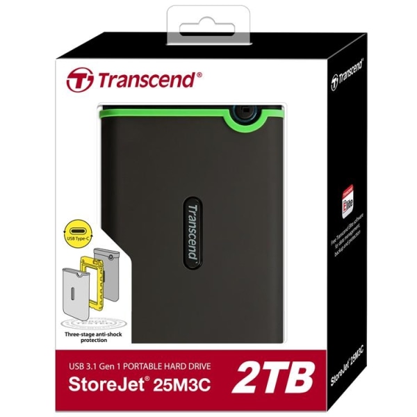 Transcend Kannettava HDD StoreJet 2,5" 2TB USB-C - vihreä