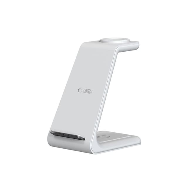 Tech-Protect 3-i-1 trådløs oplader til iPhone Apple Watch AirPods - hvid Vit