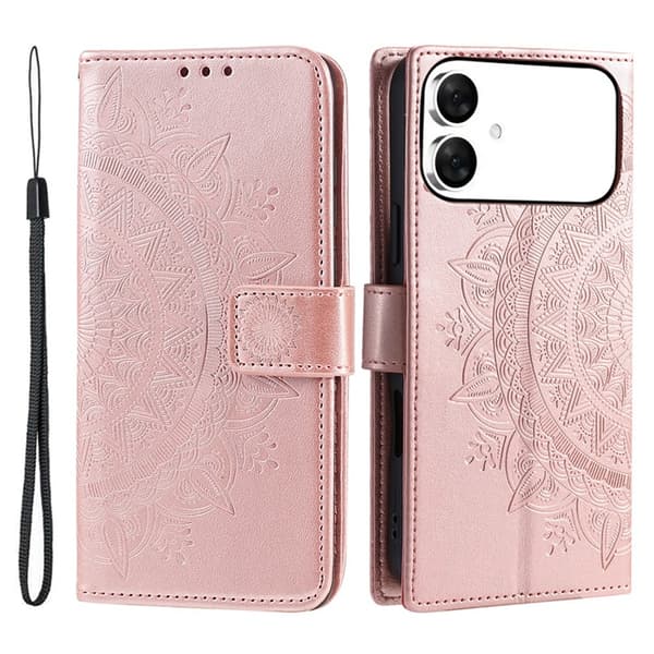 Galaxy S26 Edge Plånboksfodral Imprinted Totem Läder - Roséguld Roséguld