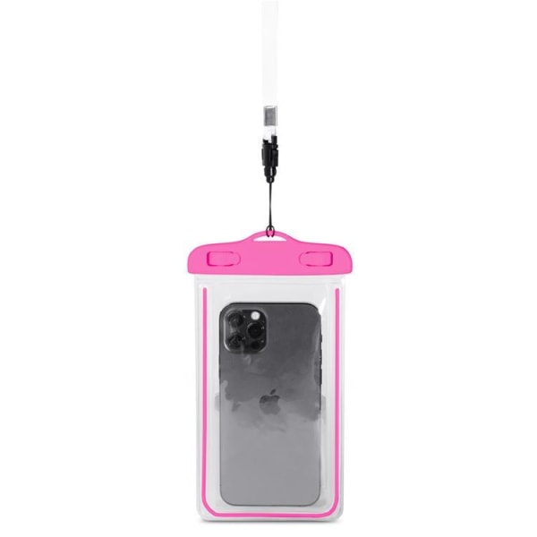 Vedenpitävä matkapuhelinkotelo PVC-nauhalla - vaaleanpunainen