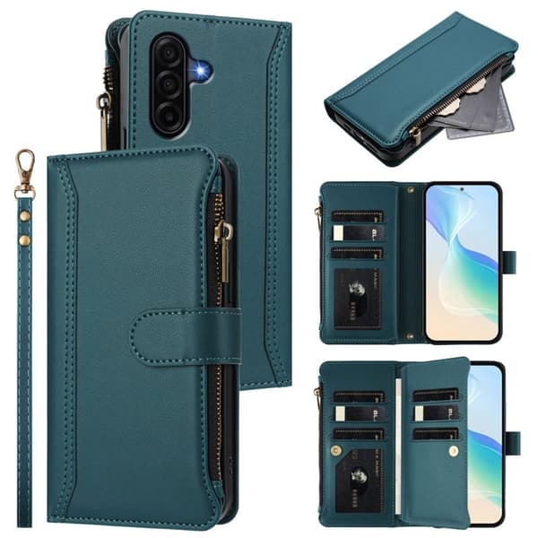 Samsung Galaxy A57 Plånboksfodral Konstläder 9 Kortfack - Grön