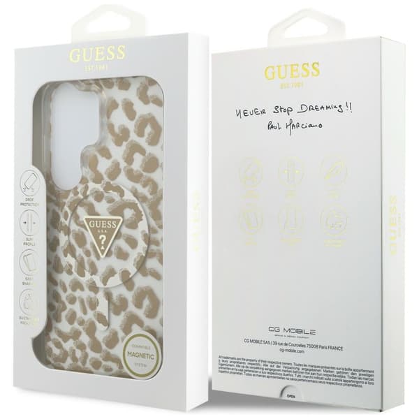 Guess Mobilskal För Galaxy S26 Ultra MagSafe IML Leopard Print Triangle Brun
