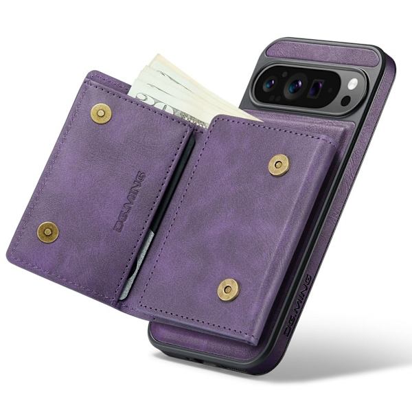 DG.MING M6 Series Konstläder Plånboksfodral för Google Pixel 9 Pro - Lila