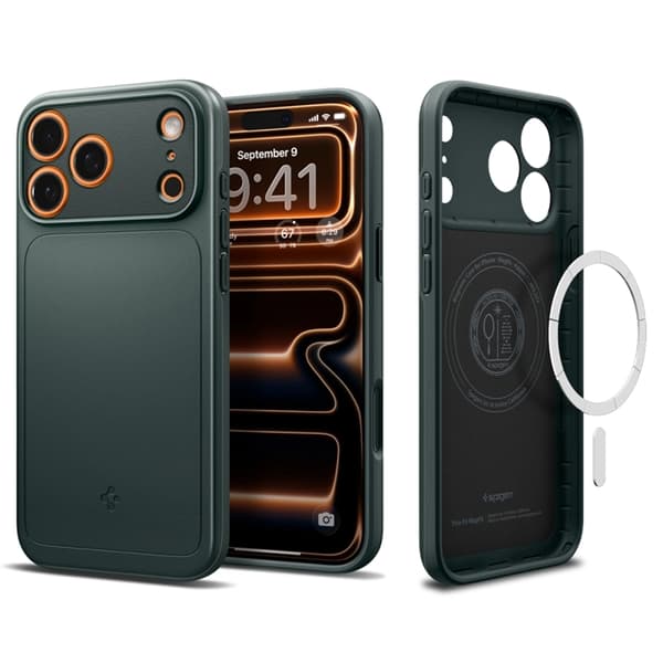 Spigen telefontaske til iPhone 17 Pro Magsafe Thin Fit - Abyss Green Grön