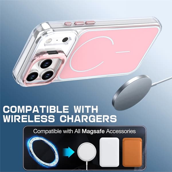 Mobilskal till iPhone 17 Pro MagSafe Lens Kickstand TPU + PC - Rosa Rosa