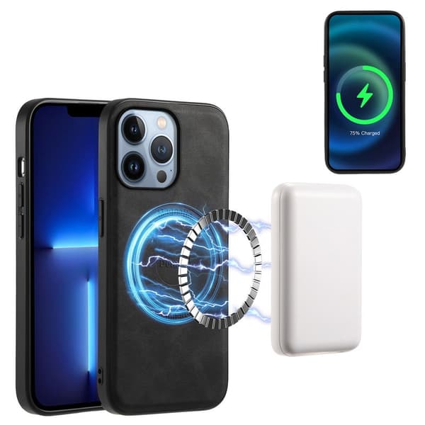 DENIOR A11 Mobilskal till iPhone 13 Pro Max Läder + PC + TPU Svart