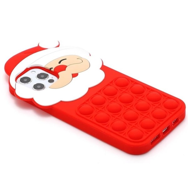 iPhone 13 Pro Max matkapuhelimen suojus silikoni Santa Claus Pop It - punainen