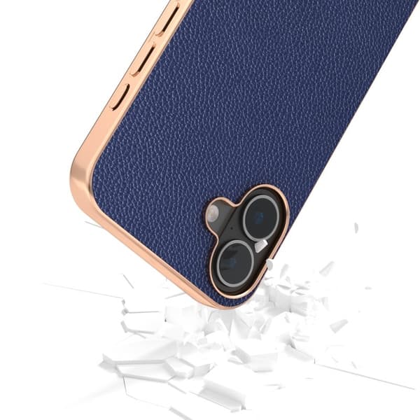 ABEEL Mobilskal till iPhone 16 Plus Äkta Läder + PC + TPU Blå