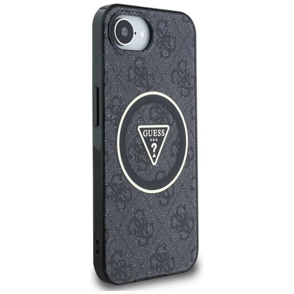 Guess Telefontaske til iPhone 16e Magsafe Metal Glitter - Sort Svart