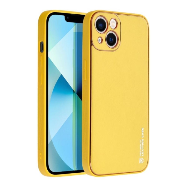 Forcell iPhone 14 -kuori, nahka, synteettinen nahka, keltainen