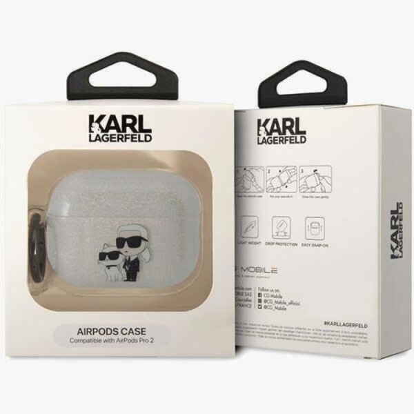 Karl Lagerfeld Airpods Pro 2 Skal Gliter Karl&Choupette Clear