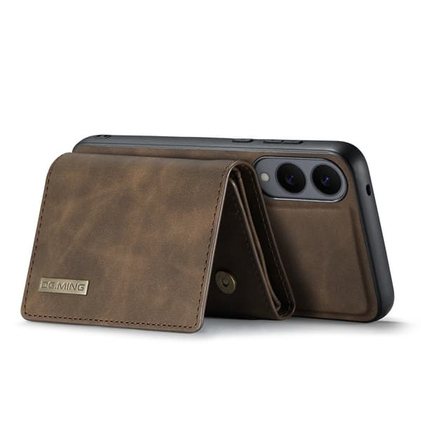 DG.MING Samsung Galaxy S25 Edge Konstläder Plånboksfodral Brun