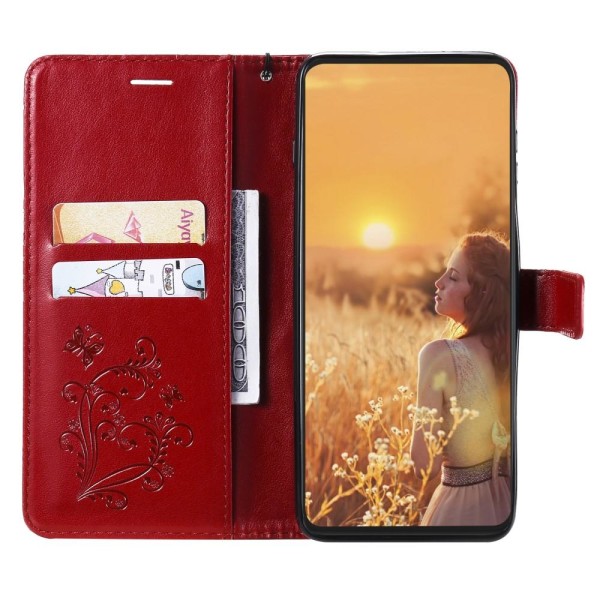 Butterflies Wallet Case iPhone 13 Pro - punainen Red