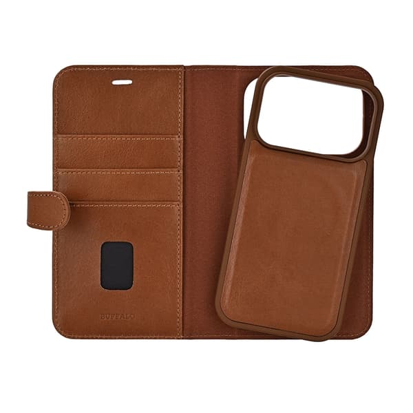 BUFFALO iPhone 17 Pro Plånboksfodral MagSafe 2-i-1 3 Kort - Brun Brun