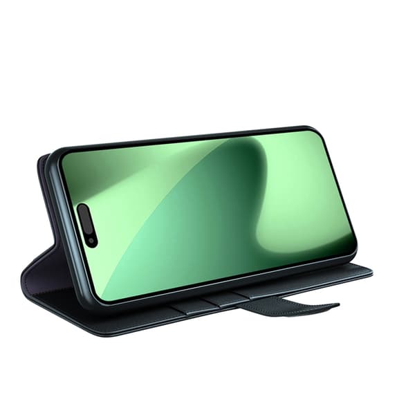 iPhone 17 Pro Plånboksfodral Äkta Läder - Svart Svart