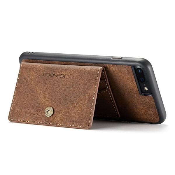 JEEHOOD iPhone 7 Plus/8 Plus Plånboksfodral Konstläder TPU Magnetisk Brun
