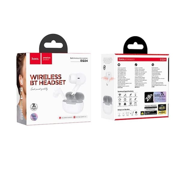 Hoco TWS In-Ear Hörlurar Trådlösa Bluetooth EQ24 - Vit Vit