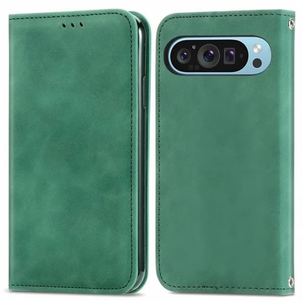 Google Pixel 10/10 Pro Konstläder Plånboksfodral Magnetic Absorption - Grön Grön