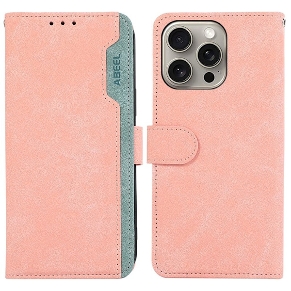 ABEEL Mobilskal till iPhone 14 Pro Max RFID-Skydd KonstLäder - Rosa