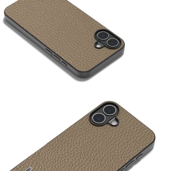 ABEEL Mobilskal till iPhone 16 Plus TPU + Äkta Läder Skydd - Grå