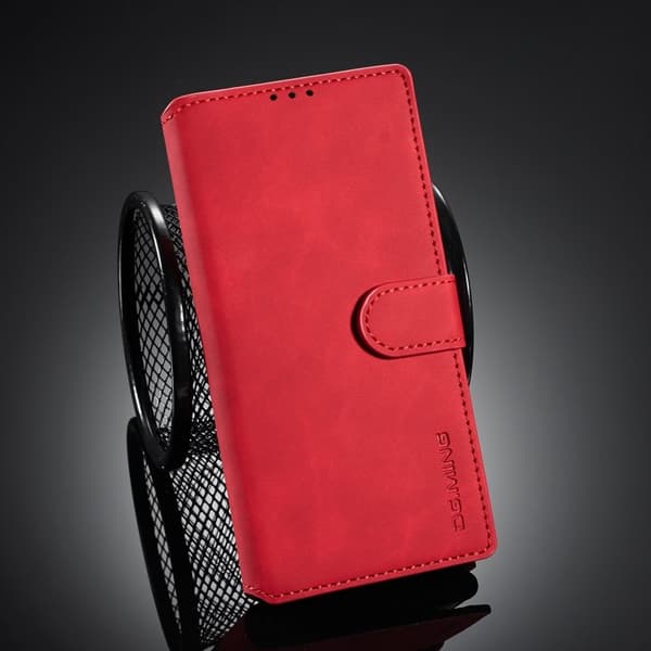 DG.MING Retro KonstläderPlånboksfodral Samsung Galaxy Note20 Ultra Röd