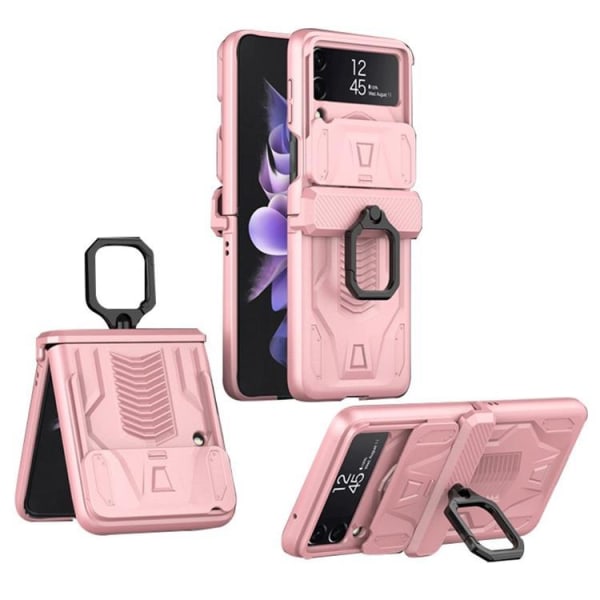 GKK Galaxy Z Flip 4 Cover Ring Holder Kickstand - Pink