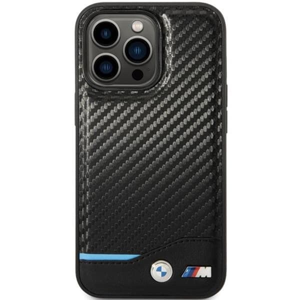 BMW iPhone 13 Pro Max Mobilskal Læder Carbon - Sort Black
