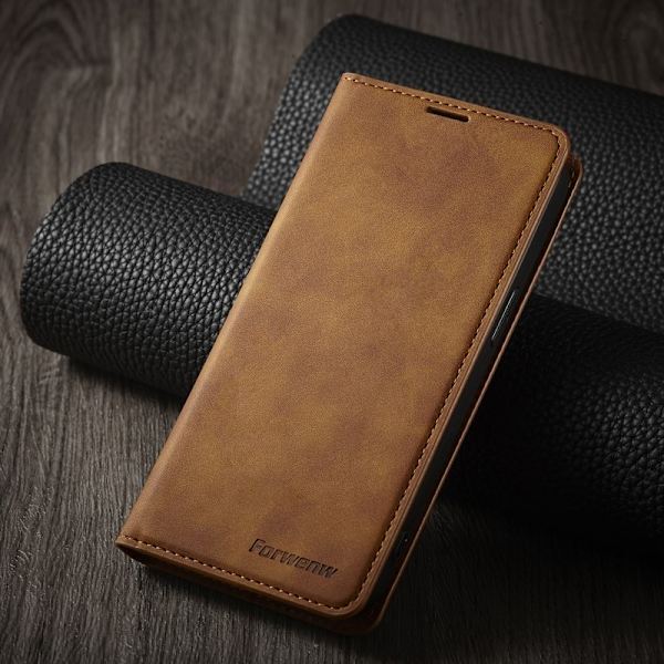 FORWENW iPhone 14 Pro Max Plånboksfodral Konstläder - Brun