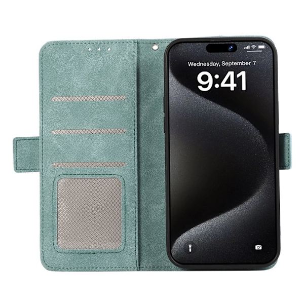 ABEEL iPhone 16 Plånboksfodral Konstläder RFID-Skydd Kortfack - Blå