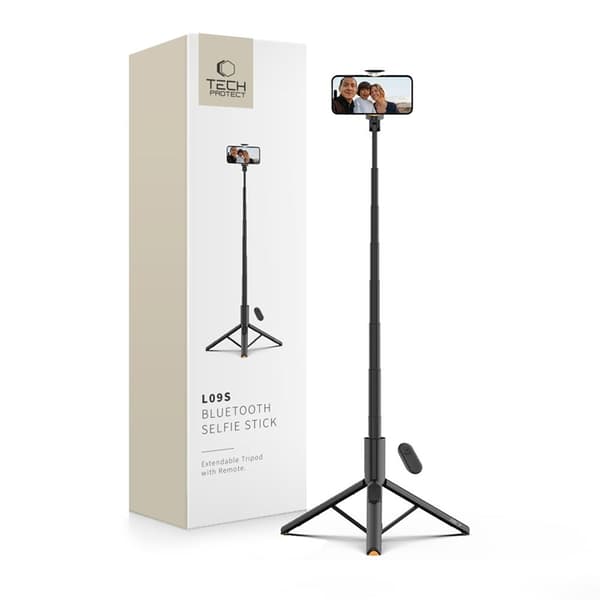Tech-Protect Bluetooth Selfie Stick Stativ - Sort Svart