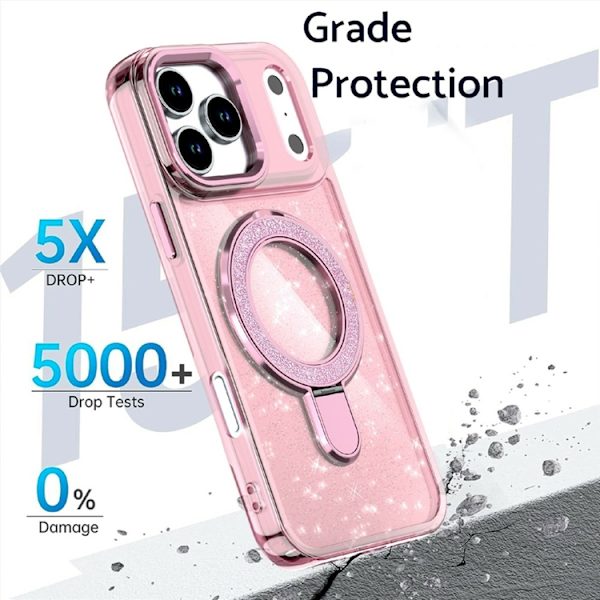 Mobilskal till iPhone 17 Pro Max Glitter Design TPU + PC Kickstand - Blå Blå